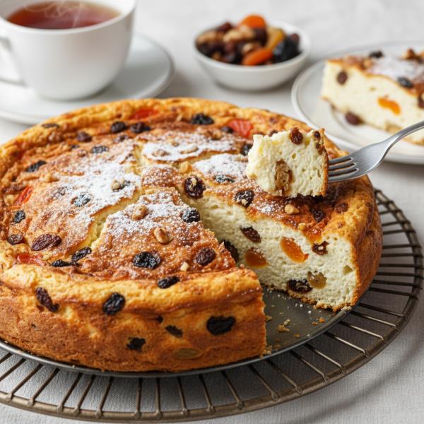 Творожная запеканка с изюмом, орехами и цитрусовой ноткой