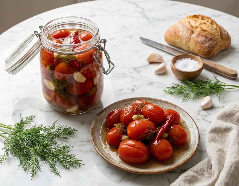 Быстрые малосольные помидоры с уксусом