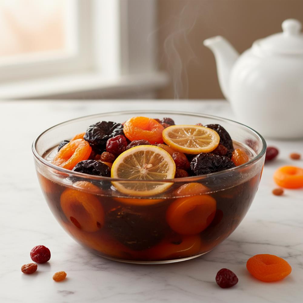 Компот из сухофруктов с чаем и бренди