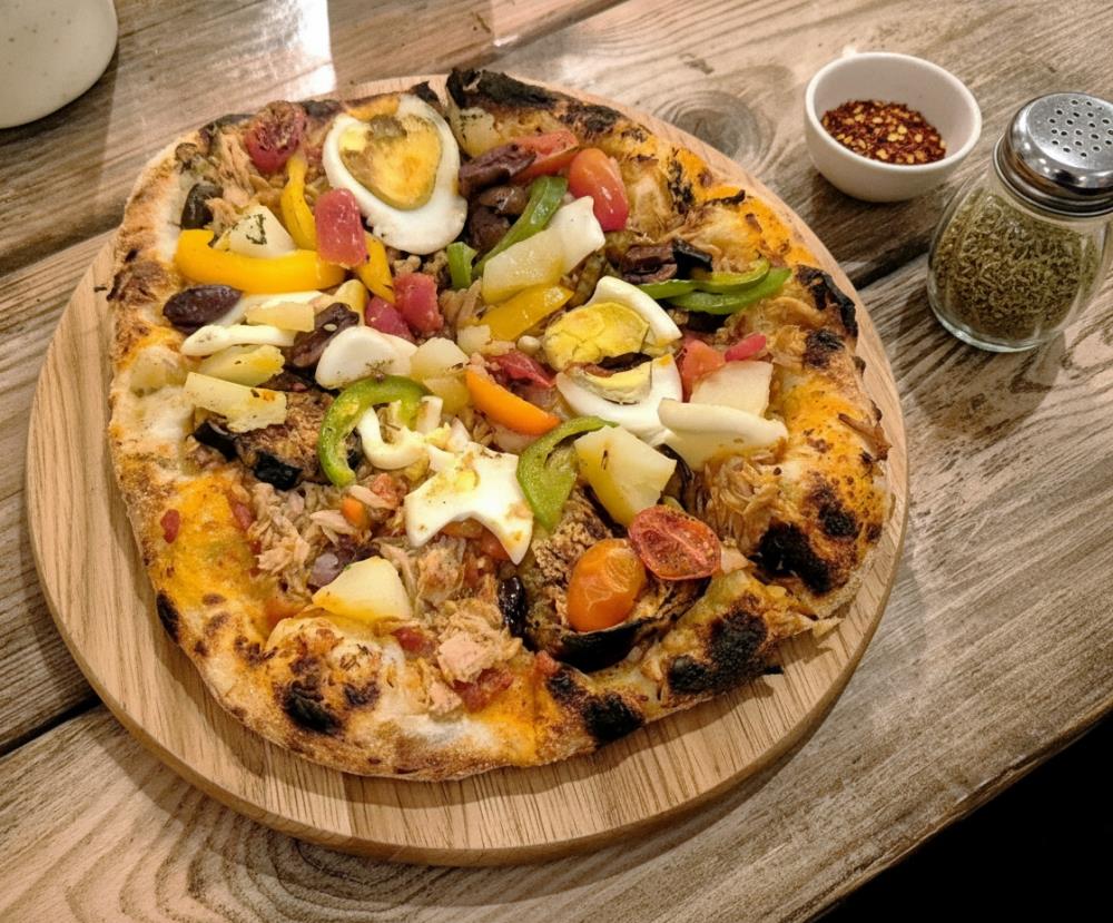 Пицца с тунцом и овощами