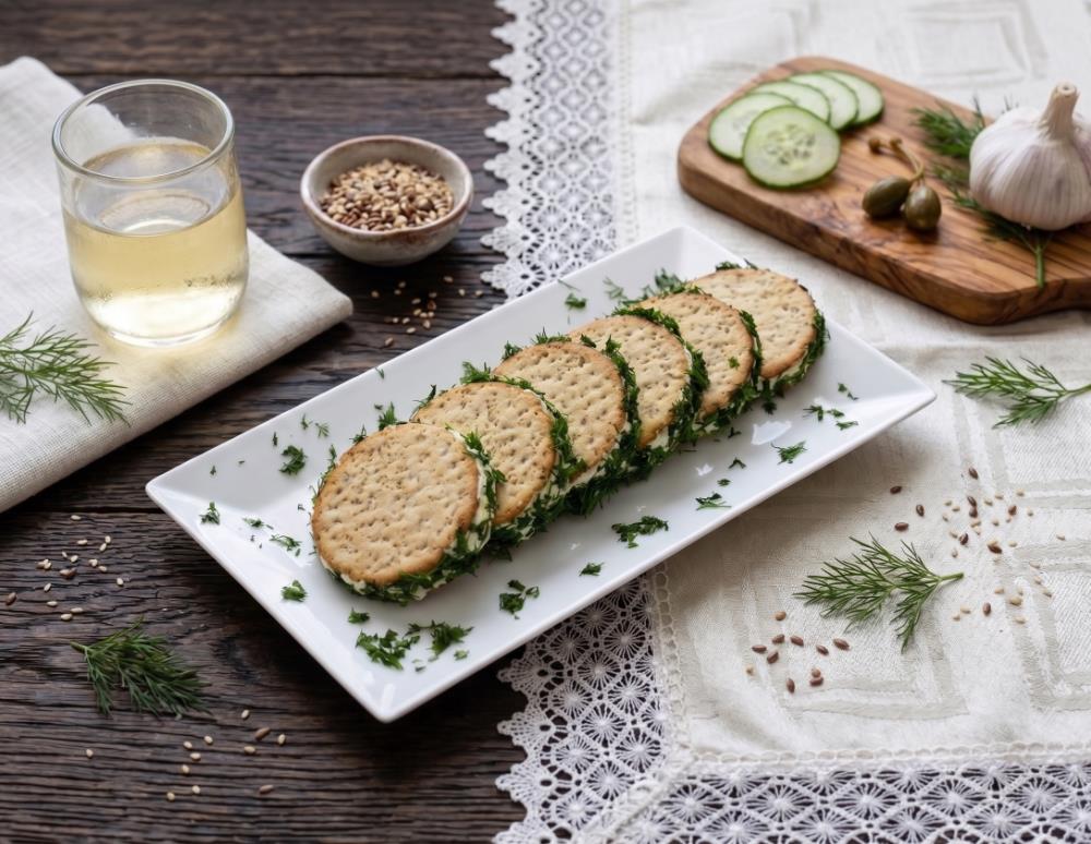 Быстрая закуска из крекеров с яйцом и укропом