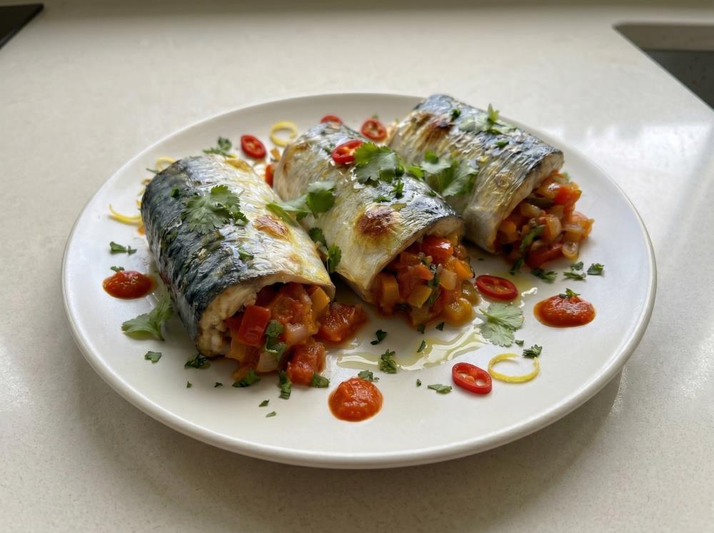 Рулетки из скумбрии с овощами