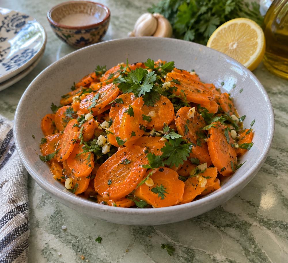 Марокканский салат из моркови с зирой и зеленью