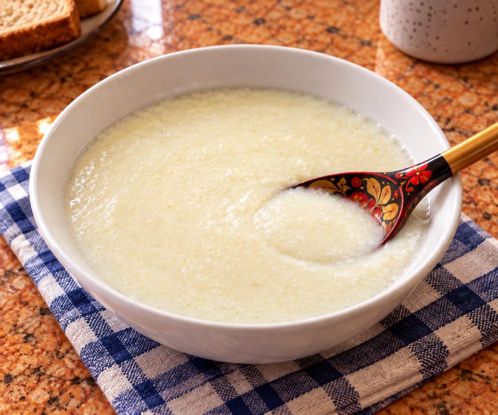 Молочная манная каша с маслом