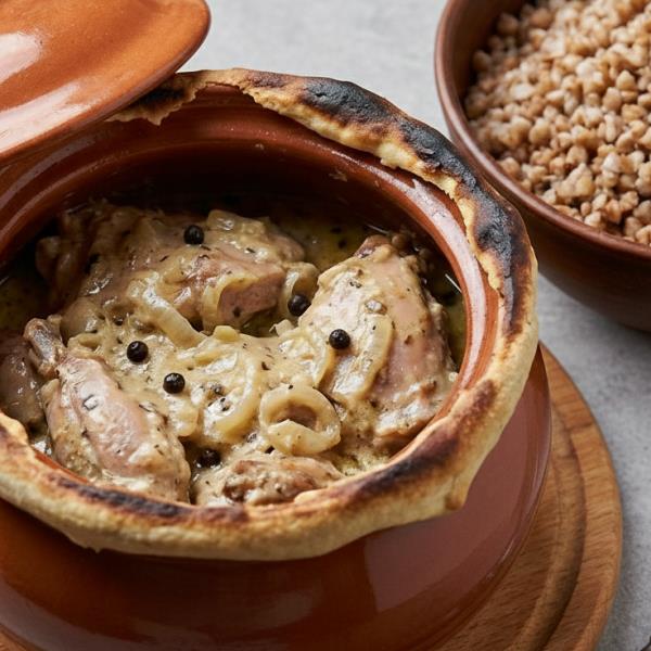 Заяц тушенный в горшочке