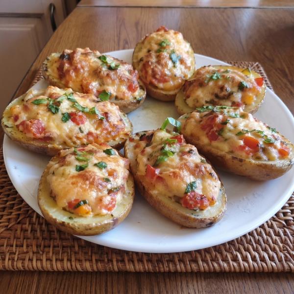 Фаршированный картофель с томатами и базиликом