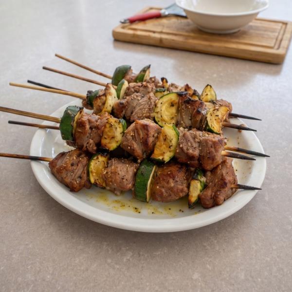 Шашлык из баранины с кабачками